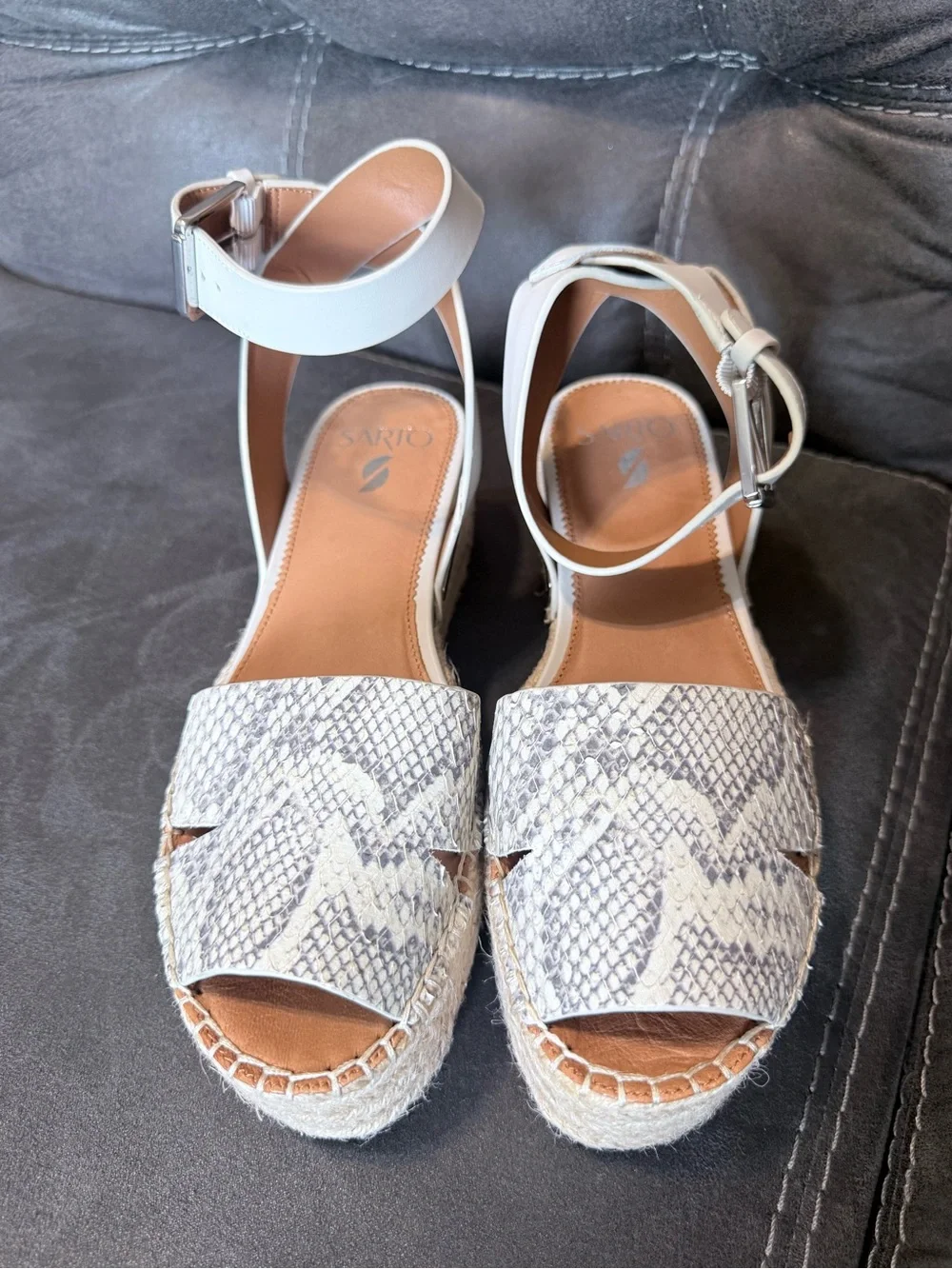 Franco Sarto Cream and Natural Espadrille Platform Sandals